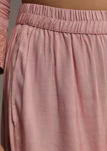 Peach Pink Banarasi Tissue Palazzo Suit