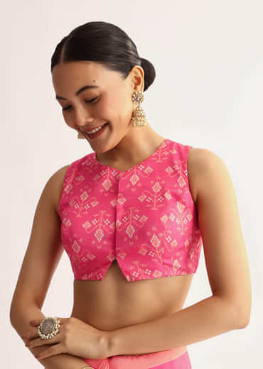 Peach Pink Mirrorwork Cutdana Work Georgette Saree