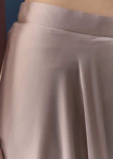 Peach Satin Sequin Work Crop Top Set with Dupatta