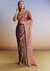 Peach Shaded Tissue Saree With Heavy Embroidered Blouse
