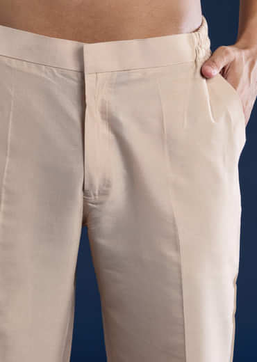 Peach Silk Jacket Kurta Set with Zari Work