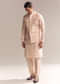 Peach Silk Kurta Jacket Set For Men With Heavy Embroidery