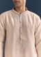 Peach Silk Kurta Set For Men With Thread And Mirror Embroidery