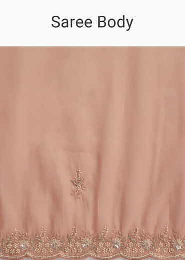 Peach Tissue Embroidered Saree With Heavy Hand Embroidery