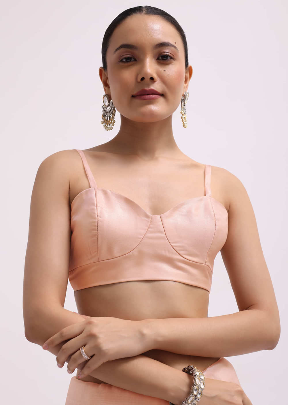 Peach Cutdana Embroidered Tissue Saree With Unstitched Blouse