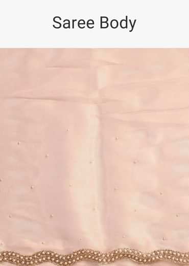 Peach Cutdana Embroidered Tissue Saree With Unstitched Blouse