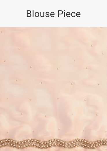 Peach Cutdana Embroidered Tissue Saree With Unstitched Blouse