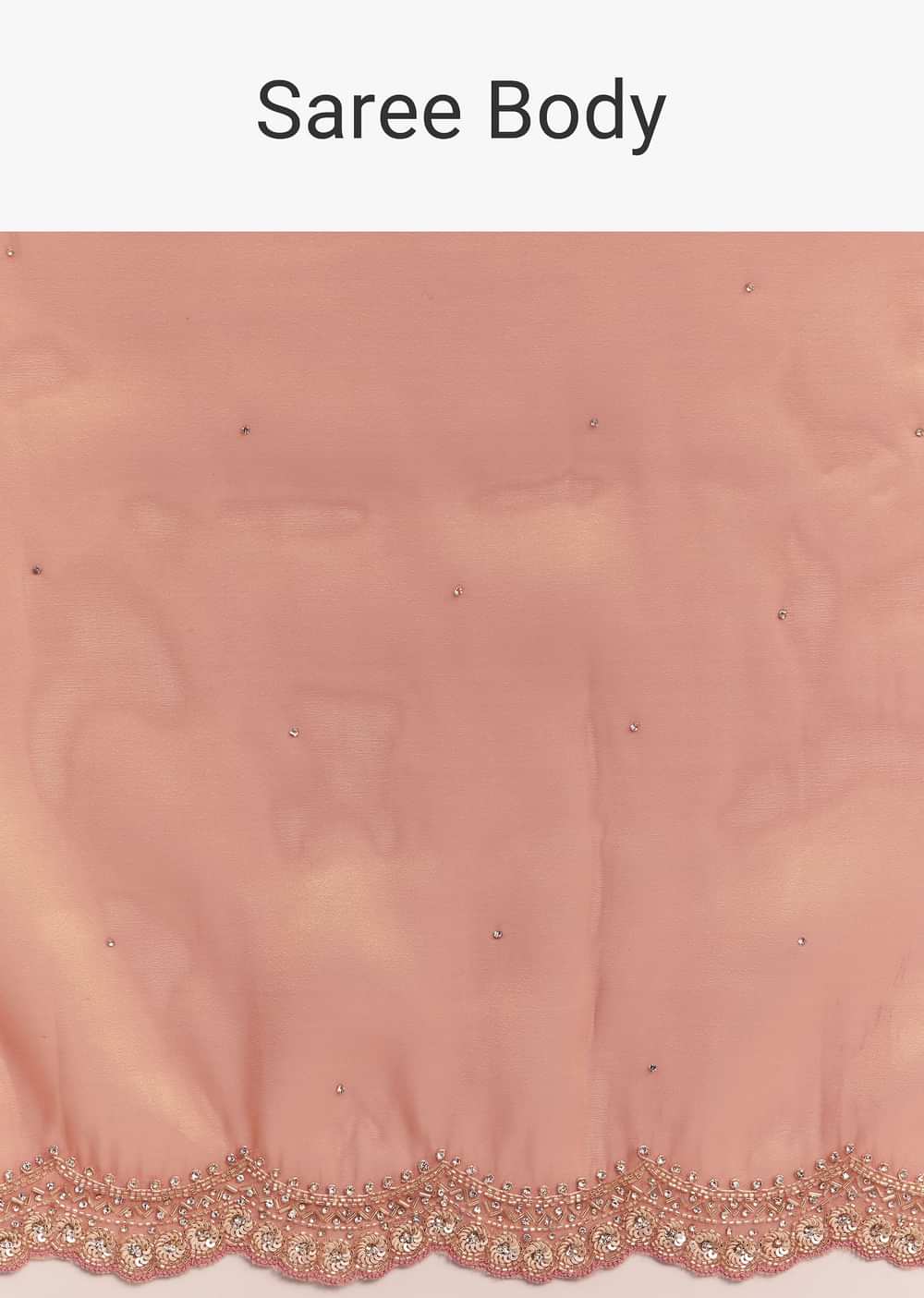 Peach Glass Tissue Saree With Stone And Cutdana Embroidery