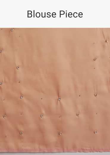 Peach Glass Tissue Saree With Stone And Cutdana Embroidery