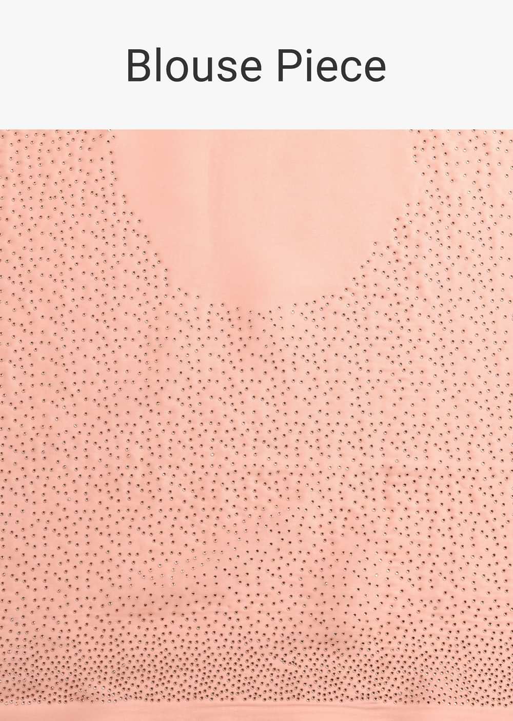 Peach Satin Heavy Embroidered Saree With Stones And Diamonds All Over