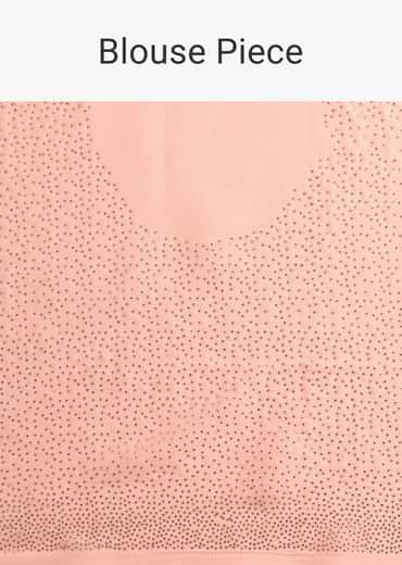 Peach Satin Heavy Embroidered Saree With Stones And Diamonds All Over