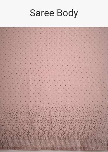 Peach Satin Heavy Embroidered Saree With Stones And Diamonds All Over