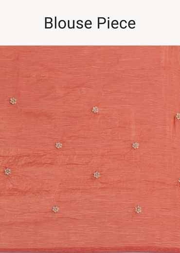 Peach Sequin Work Crushed Tissue Saree