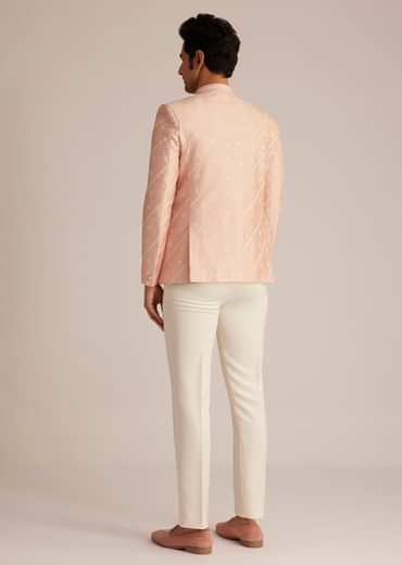 Peach Silk Jodhpuri Suit