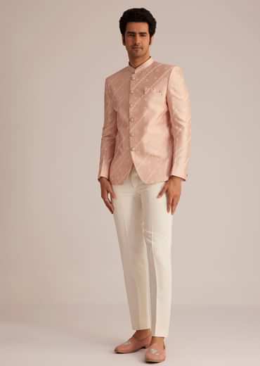 Peach Silk Jodhpuri Suit