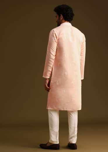 Peach Silk Kurta And Pant