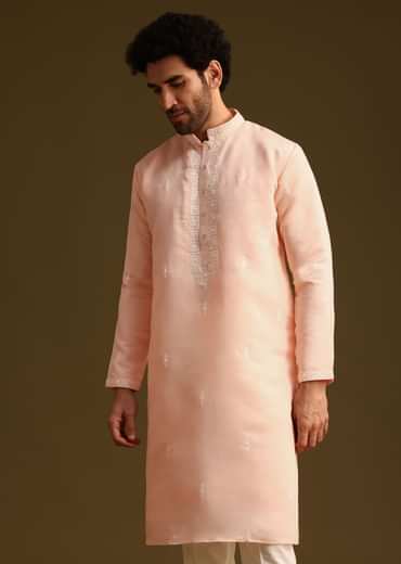 Peach Silk Kurta And Pant