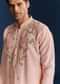 Peach Silk Kurta With Floral Resham Thread And Embroidery