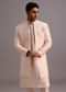 Peach Silk Thread Resham Work Sherwani Set