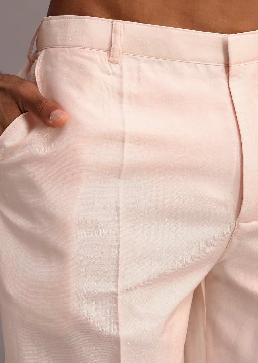 Peach Silk Thread Resham Work Sherwani Set