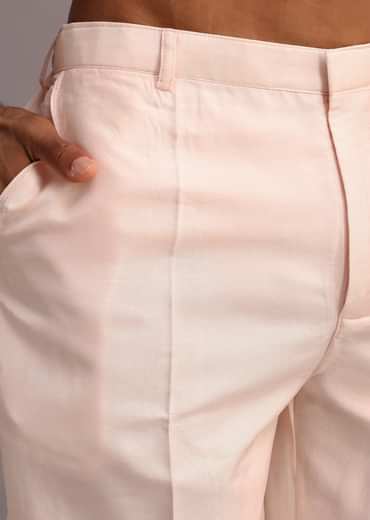 Peach Silk Thread Resham Work Sherwani Set