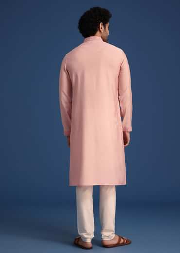 Peach Thread Hand Embroidered Kurta Set