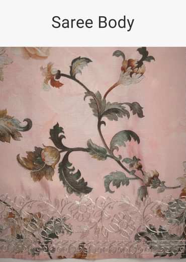 Peach Tissue Muslin Digital Print Saree With Pitta Work Border