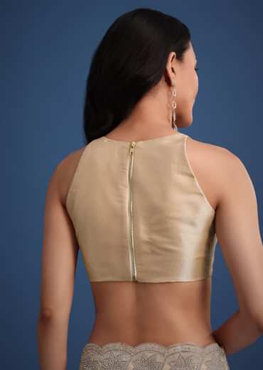 Peach Tissue Saree With Diamonds Embroidered Border