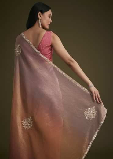 Peach Triple Shaded Tissue Saree