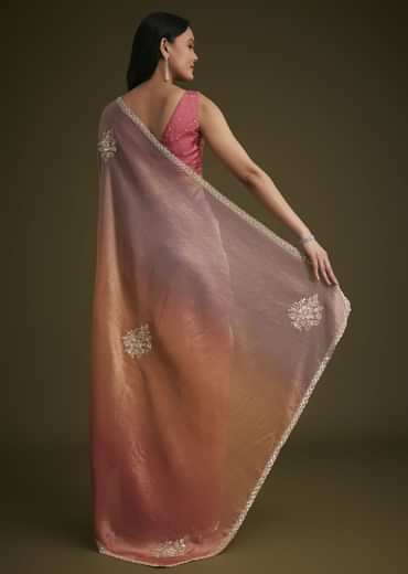 Peach Triple Shaded Tissue Saree