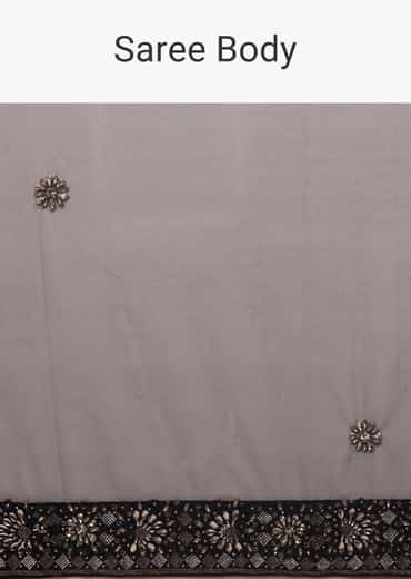 Peacoat Blue Saree With The Crop In Stones Embellishment