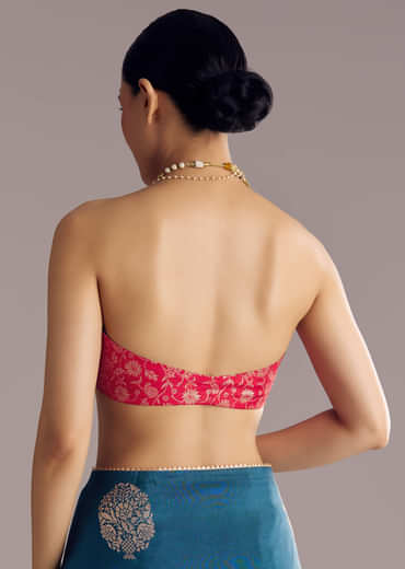 Peacock Blue Dola Silk Brocade Saree With Gotapatti Border