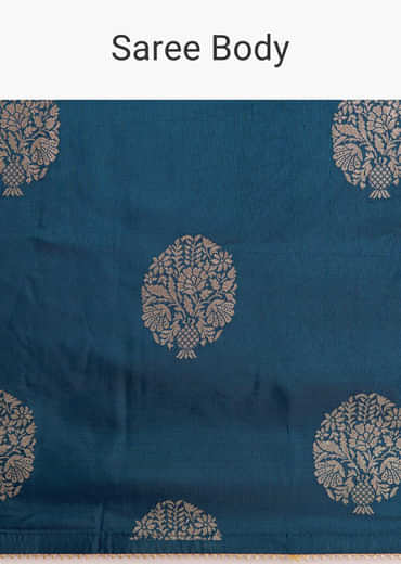 Peacock Blue Dola Silk Brocade Saree With Gotapatti Border