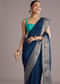 Peacock Blue Dola Silk Saree With Woven Border And Pallu