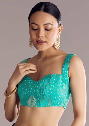 Peacock Blue Dola Silk Saree With Woven Border And Pallu