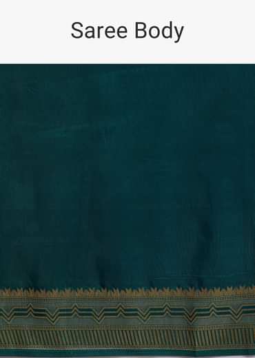 Peacock Blue Dola Silk Saree With All Over Zari Weaving