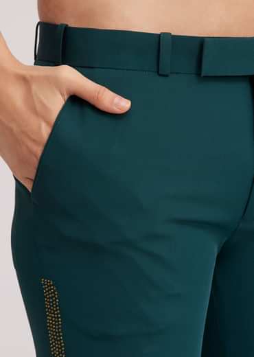 Peacock Blue Lycra Kurta Set With Bead Work