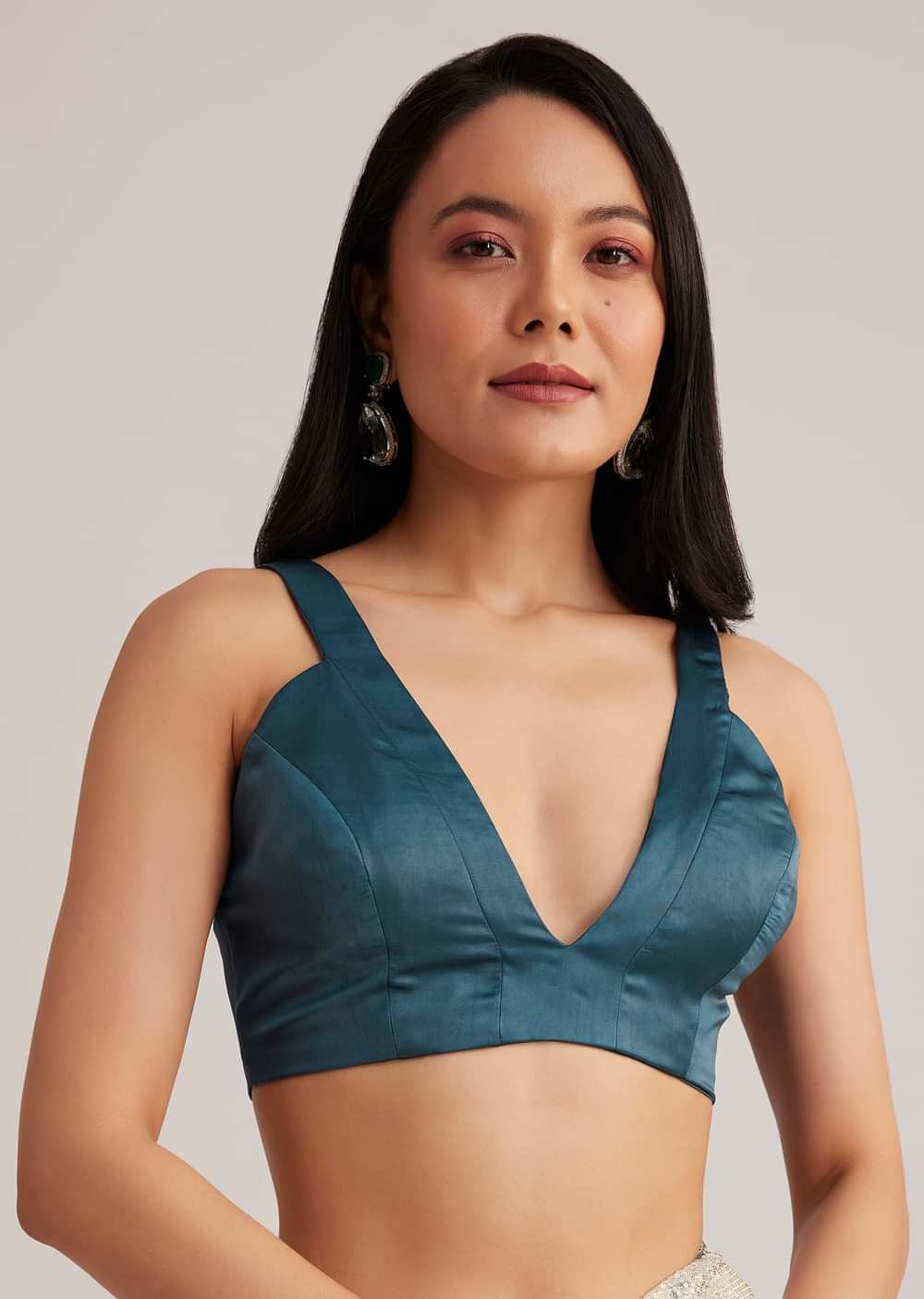 Peacock Blue Ombre Sequins Saree With Scalloped Embroidered Border