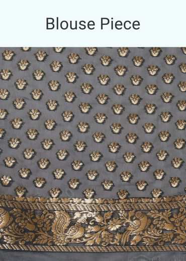 Peacock Blue Saree In Zari Jaal With Unstitched Blouse