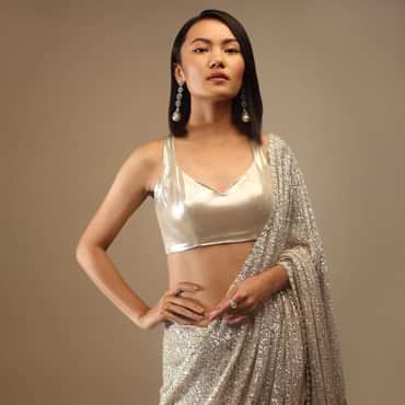 Pearl White Satin Sleeveless Blouse With A Sweetheart Neckline Top, Middle, And Bottom Hooks Closure