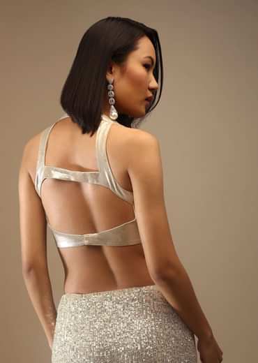 Pearl White Satin Sleeveless Blouse With A Sweetheart Neckline Top, Middle, And Bottom Hooks Closure