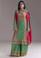 Pink And Green Printed Kurta Palazzo Set