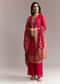 Pink Banarasi Kurta Set with Mirror Work