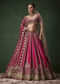 Pink Bridal Raw Silk Zardozi Lehenga Set with Two Dupattas