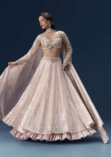 Pink Bridesmaid Lehega with Choker Dupatta