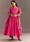 Pink Chanderi Anarkali With Gotta Moti Neckline And Lace Dupatta
