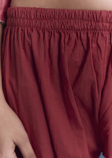 Pink Chanderi Kurta Set With Stripe Print And Gota Work