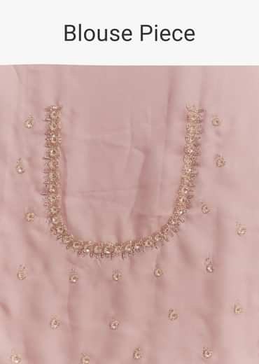 Pink Chinnon Saree With Cutdana Sequins Embroidery And Scallop Border