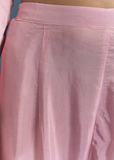 Light Pink Chinon Anarkali Suit With Cutdana And Sequins Embroidery