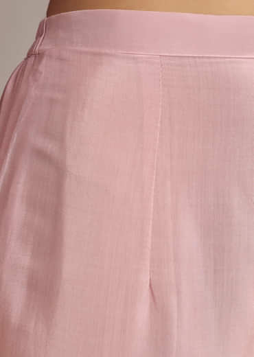 Pink Chinon Anarkali Suit With Cutdana And Sequins Work